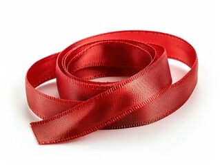Vibrant Red Ribbon for Red Nose Day Fundraiser Isolated on White Background
