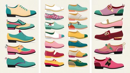 Vibrant flat vector shoe art