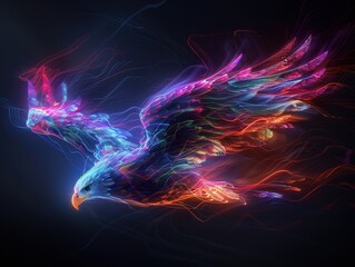 Colorful Abstract Eagle in Flight