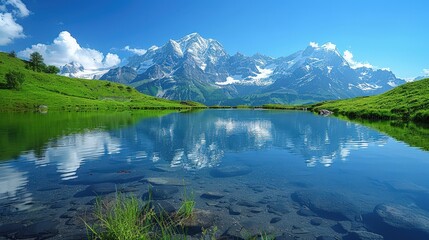 Majestic Mountain Reflection in Serene Alpine Lake