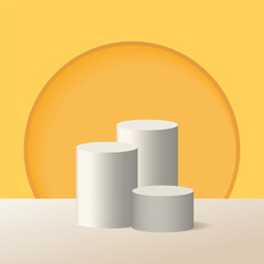 A vibrant, multi-colored pedestal background designed for product photography