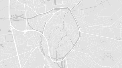 Background Bruges map, Belgium, white and light grey city poster with roads and water.