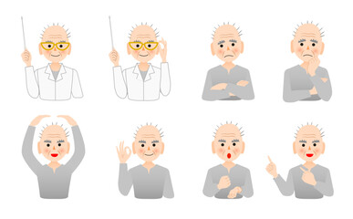 おじいさんの広告宣伝用ポーズセット