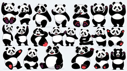 Fototapeta premium Variation flat vector panda art