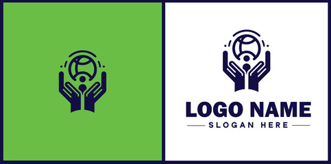 NGO icon Charitable group Voluntary agency Nonprofit organization flat logo sign symbol editable vector