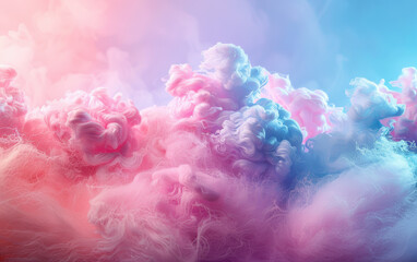 Fototapeta premium A dreamy abstract image featuring soft, colorful clouds of pink and blue, creating a captivating and surreal visual effect.