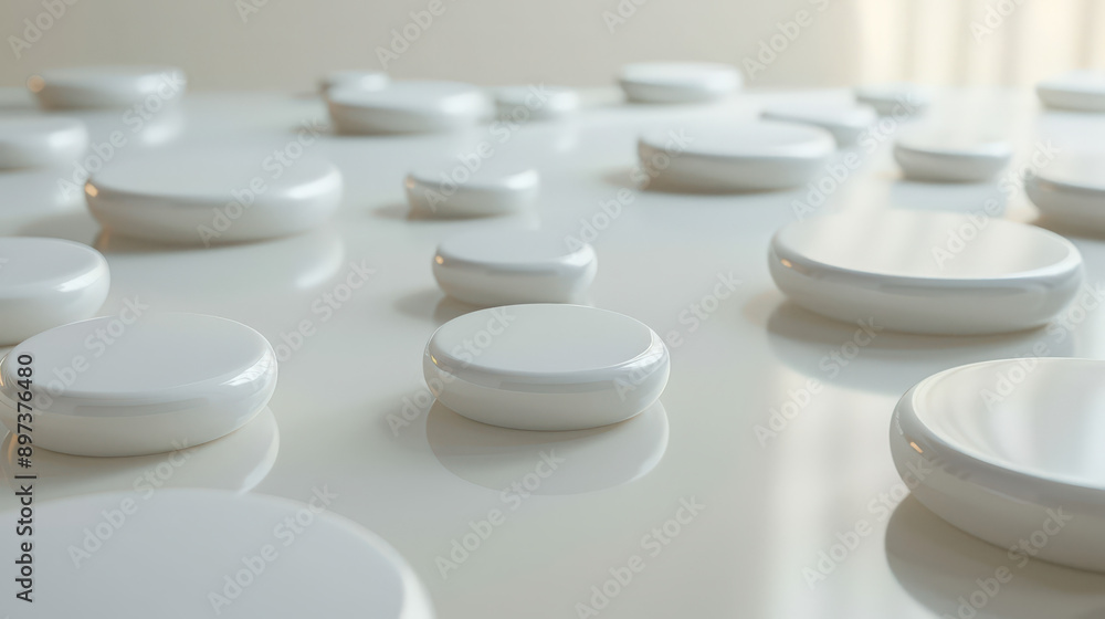 Poster 3d floating discs with soft shadows