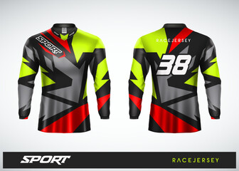 Long sleeve tshirt racing sports abstract jersey design for race, soccer, gaming, motocross, cycling