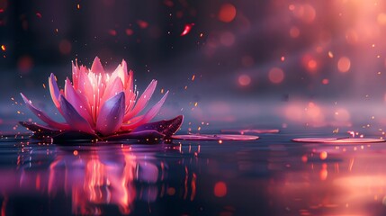 beautiful lotus flowers glowing with colorful colors