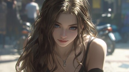 A beautiful and mysterious girl, japanese anime style character illustration, concept art digital painting. no 017