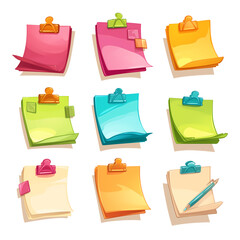 a 2d cartoon clipart drawing of sticky notes on an isolated transparent background