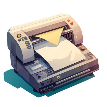 recommend clip art: a 2d cartoon clipart drawing of a printer on an isolated transparent background