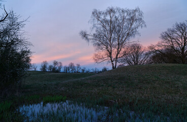 Abendstimmung im NSG Sulzheimer Gipshügel, Landkreis Schweinfurt, Unterfranken, Bayern,...