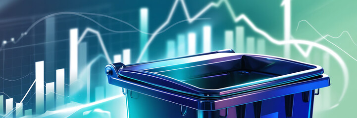 Obraz premium Plastic garbage and graph background. resources, and recycling various kinds of garbage and rubbish