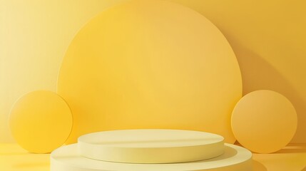 yellow pastel background, white marble showcase platform, professional photo, flat lighting