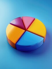 Fototapeta premium Colorful Pie Chart on Blue Background