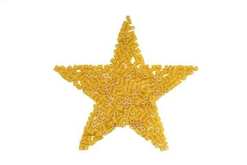 Pasta in the shape of a star on a white background.