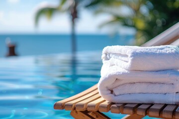 Obraz premium Folded Towels by the Pool