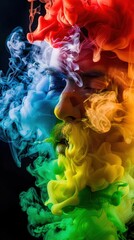 Fototapeta premium A Close-up Shot of a Vibrant cultural smoke, diverse face wisps
