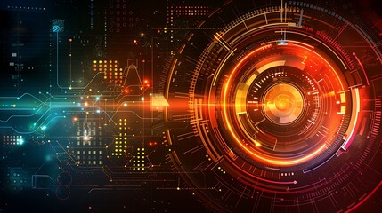 Obraz premium Futuristic tech interface background with glowing lines, abstract technology design.