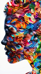 A Close-up Shot of a Vividly colored silhouettes of diverse individuals in motion