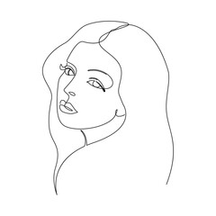 Girl one line. Vector hand drawing.
