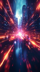 Naklejka premium Abstract city lights streaks and blur background.