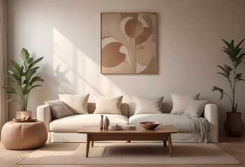 Modern living room with decoration and painting..