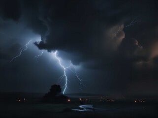 A stormy night & rain pouring down