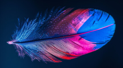 Macro shot of a vibrant colored feather