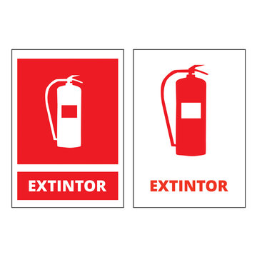 Icono de extintor sobre un fondo blanco. Vista de frente y de cerca. Copy space