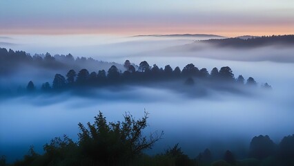 Mountains emerging from stormy cloud
