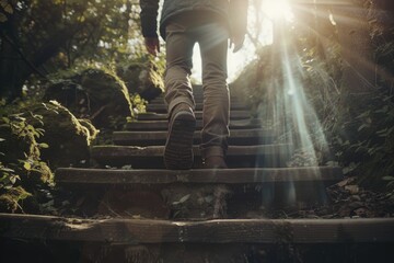 Fototapeta premium Person climbing stairs