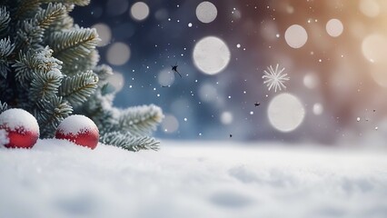 Christmas winter background with snow