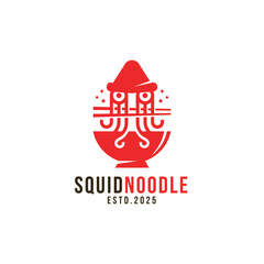 Elegant Squid Noodle Logo Design