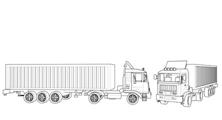 truck sketch symbol 3d illustration