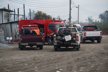 Fire trucks and vehicles were out at work during the time of the fire.