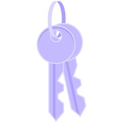 Purple Keys with Ring Flat Vector Graphic