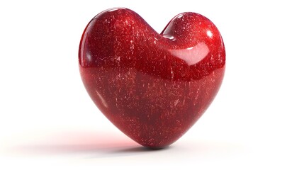 Fototapeta premium 3D red heart isolated on white background. 3d rendering