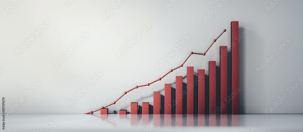 Aufkleber bar graph displaying a dramatic spike in stock values against a plain white surface, indicating stro