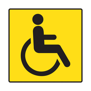 recommend clip art: Ilustración de una persona en silla de rueda sobre un fondo amarillo aislado. Vista de frente y de cerca. Copy space
