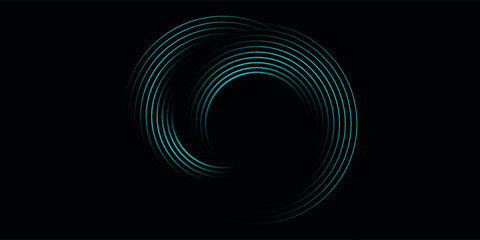 Blue abstract background with glowing circles. Swirl circular lines pattern. Geometric spiral. Twirl element. Modern graphic desi. vector ilustration