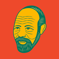Old man face avatar illustration graphic design 50
