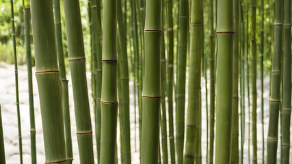 Fototapeta premium Bamboo stalks with visible joints and texture. Generative AI