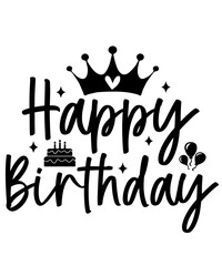 Happy Birthday typography design on plain white transparent isolated background for card, shirt, hoodie, sweatshirt, apparel, tag, mug, icon, poster or badge