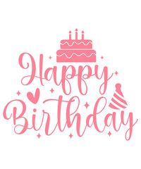 Happy Birthday typography design on plain white transparent isolated background for card, shirt, hoodie, sweatshirt, apparel, tag, mug, icon, poster or badge