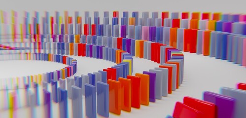 Obraz premium domino geometric abstract background falling domino 3d illustration