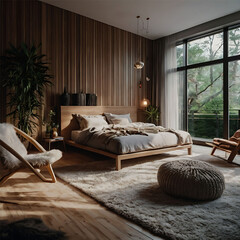 Cozy and lively home interior design Ai photo