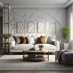Cozy and lively home interior design Ai photo