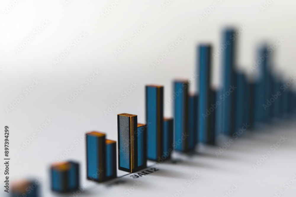 Aufkleber bar graph with a sharp increase in stock prices set against a clean white background, highlighting s